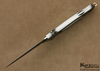 Warren Osborne Custom Knives Double Pearl Interframe Lockback Dagger Engraved by Jon Robyn - Image 8