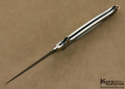 Warren Osborne Custom Knives Double Pearl Interframe Lockback Dagger Engraved by Jon Robyn - Image 9