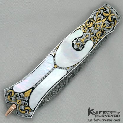 Warren Osborne Custom Knife Pearl Inlaid Dagger Engraved by Andy Shinosky - Image 3