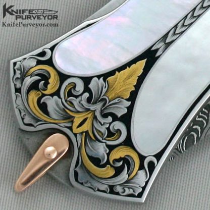 Warren Osborne Custom Knife Pearl Inlaid Dagger Engraved by Andy Shinosky - Image 4