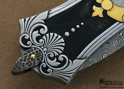 Warren Osborne Custom Knives Christy and Tim George Engraved Lockback Dagger with Damascus Blade - Image 6