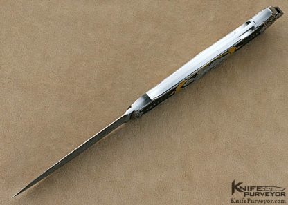 Warren Osborne Custom Knives Christy and Tim George Engraved Lockback Dagger with Damascus Blade - Image 7