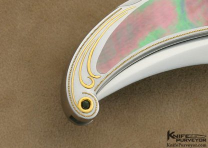 Warren Osborne Custom Knives Julie Warenski Engraved Black Lip Tahitian Pearl Shell Persian Lockback - Image 5