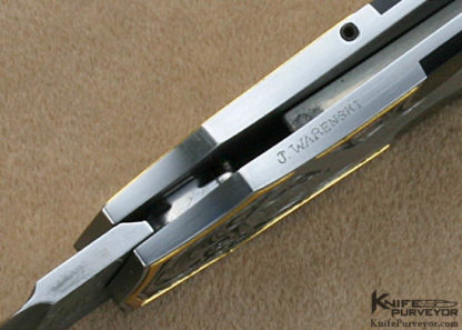 Warren Osborne Custom Knife Blacklip Pearl Automatic Dagger Engraved by Julie Warenski - Image 8