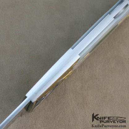 Warren Osborne Custom Knife Julie Warenski Engraved Mother of Pearl & Jasper Lockback - Image 4