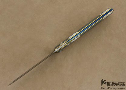 Owen Wood Custom Knife Sole Authorship Damascus & Black Edwards Jade Art Deco Linerlock Dagger - Image 6