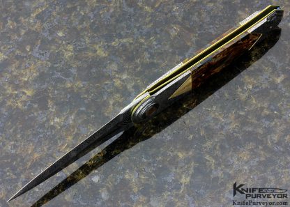 Owen Wood Custom Knife Pietersite & Sole Authorship Damascus Linerlock Dagger - Image 6