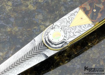 Owen Wood Custom Knife Pietersite & Sole Authorship Damascus Linerlock Dagger - Image 2
