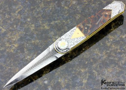 Owen Wood Custom Knife Pietersite & Sole Authorship Damascus Linerlock Dagger
