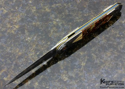 Owen Wood Custom Knife Pietersite & Sole Authorship Damascus Linerlock Dagger - Image 4