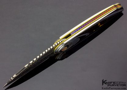 Owen Wood Custom Knife Art Deco "Corona" Amber & Sole Authorship Damascus Linerlock - Image 4