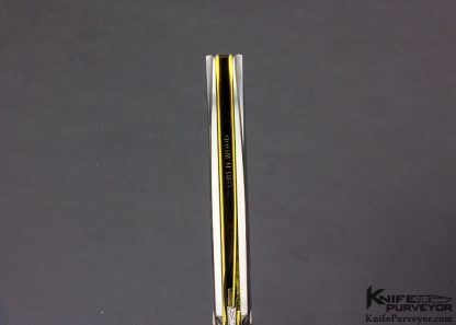 Owen Wood Custom Knife Art Deco "Corona" Amber & Sole Authorship Damascus Linerlock - Image 5