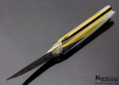 Owen Wood Custom Knife Art Deco Linerlock with Blued Titanium and Citrine Studded Back Stop - Image 5