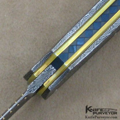 Owen Wood Custom Knife Sole Authorship Chevron Damascus Dagger Linerlock - Image 4