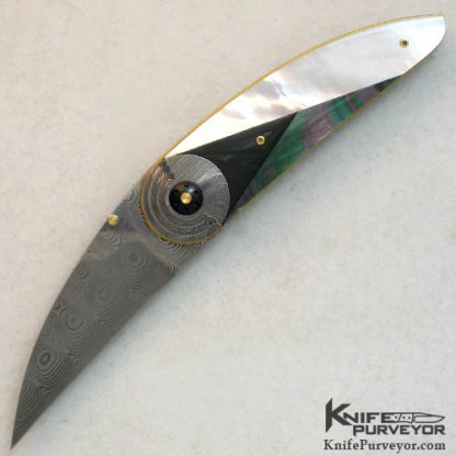 Owen Wood Custom Knife Art Deco Cresent Linerlock