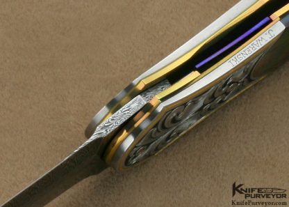 Owen Wood Custom Knives Blacklip Tahitian Pearl Shell Dagger Linerlock Engraved by Julie Warenski - Image 9