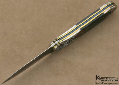 Owen Wood Custom Knives Blacklip Tahitian Pearl Shell Dagger Linerlock Engraved by Julie Warenski - Image 6