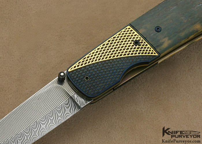 Owen Wood Custom Knife Mammoth Ivory Linerlock Engraved by Armin Winkler - Image 2
