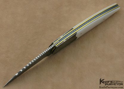 Owen Wood Custom Knife Mother of Pearl Shell & Damascus Linerlock - Image 6