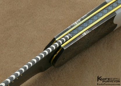 Owen Wood Custom Knife Mother of Pearl Shell & Damascus Linerlock - Image 7