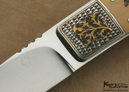 Owen Wood Custom Knife Rick Fields Scrimshawed Mammoth Ivory & Armin Winkler Engraved Fixed Blade - Image 2