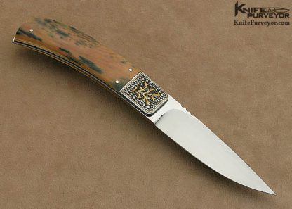 Owen Wood Custom Knife Rick Fields Scrimshawed Mammoth Ivory & Armin Winkler Engraved Fixed Blade - Image 3