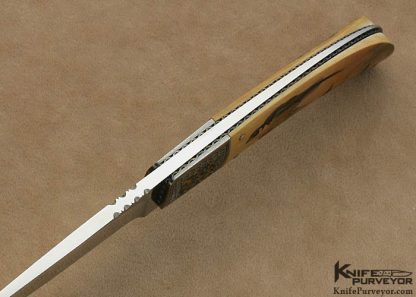 Owen Wood Custom Knife Rick Fields Scrimshawed Mammoth Ivory & Armin Winkler Engraved Fixed Blade - Image 4