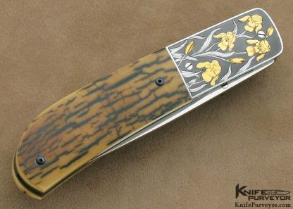 Owen Wood Custom Knife Tim & Cristy George Engraved Mammoth Ivory Linerlock - Image 3