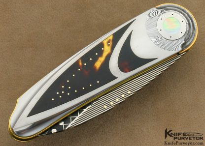 Owen Wood Custom Knife Art Deco Exotic Material Linerlock - Image 3