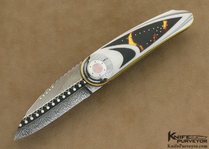 Owen Wood Custom Knife Art Deco Exotic Material Linerlock