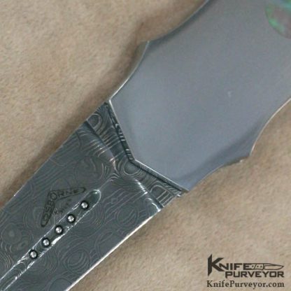 Warren Osborne Custom Knife Triple Blacklip Pearl Inlayed & Damascus Lockback Dagger - Image 2