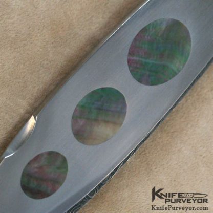 Warren Osborne Custom Knife Triple Blacklip Pearl Inlayed & Damascus Lockback Dagger - Image 4