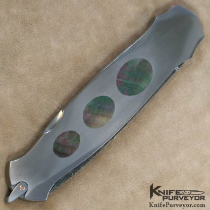 Warren Osborne Custom Knife Triple Blacklip Pearl Inlayed & Damascus Lockback Dagger - Image 3