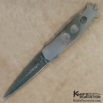 Warren Osborne Custom Knife Triple Blacklip Pearl Inlayed & Damascus Lockback Dagger