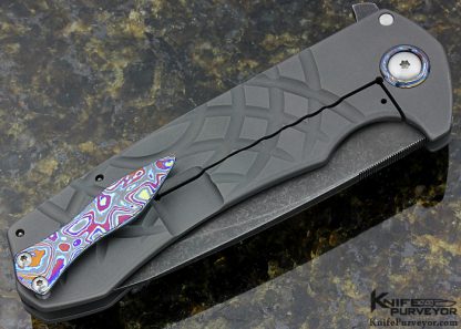 Walter Randolph Custom Knife Machined Titanium Frame Lock Flipper with Timascus Clip - Image 3