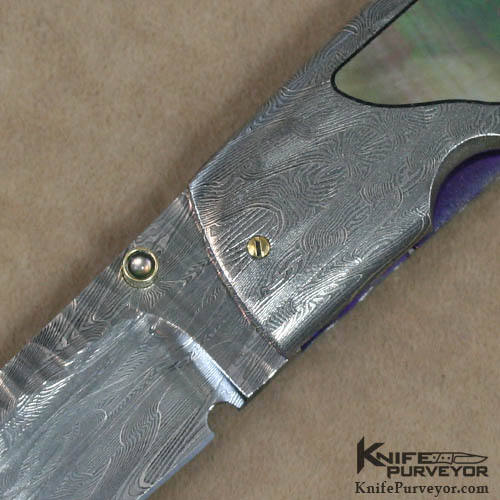 Francesco Pachi Custom Knife Damascus & Blacklip Pearl Double Interframe Liner Lock - Image 2