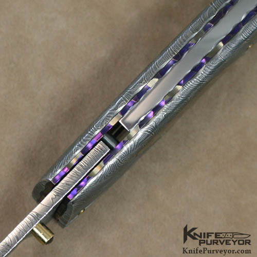 Francesco Pachi Custom Knife Damascus & Blacklip Pearl Double Interframe Liner Lock - Image 5
