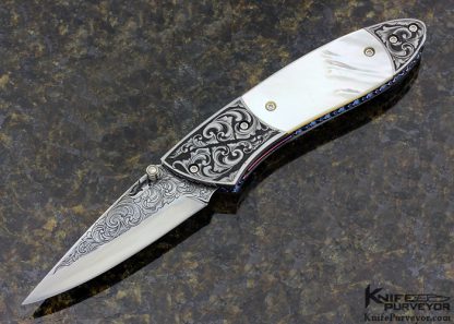 Suchat Jangtanong Custom Knife Mother of Pearl Linerlock Engraved by Panja Pojiew 15866