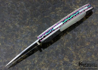 Suchat Jangtanong Custom Knife Mother of Pearl Linerlock Engraved by Panja Pojiew 15866
