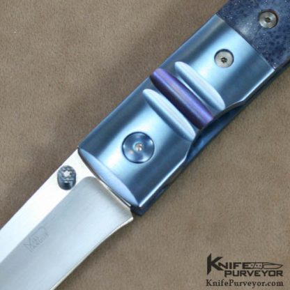 Mel Pardue Custom Knife Blue Coral & Anodized Titanium Linerlock - Image 2
