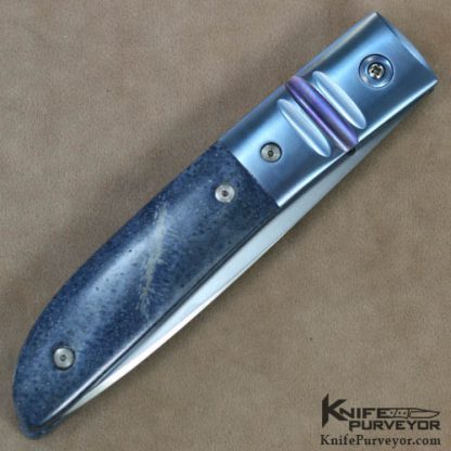 Mel Pardue Custom Knife Blue Coral & Anodized Titanium Linerlock - Image 3