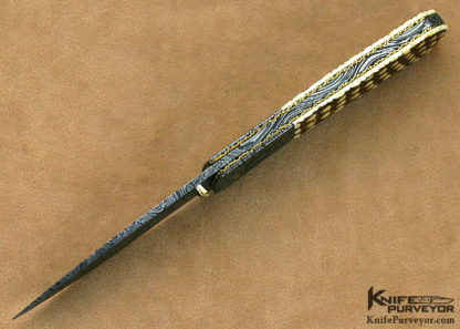 Cliff Parker Custom Knives Sole Authorship Mosaic Damascus & Armadillo Shell Linerlock - Image 6