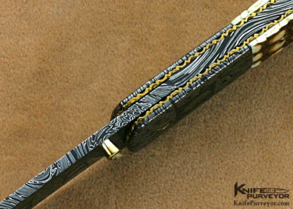 Cliff Parker Custom Knives Sole Authorship Mosaic Damascus & Armadillo Shell Linerlock - Image 5