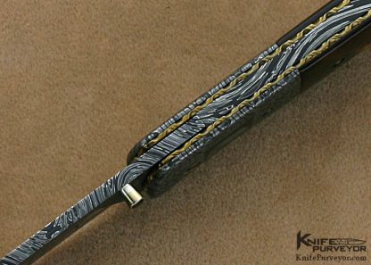 Cliff Parker Custom Knives Sole Authorship Mosaic Damascus & Antique Tortoise Shell Linerlock - Image 5