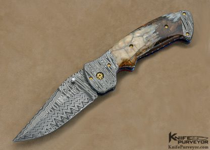 Pat Crawford Custom Knife Fully Dressed Stainless Steel Damascus  "Kasper" Linerlock