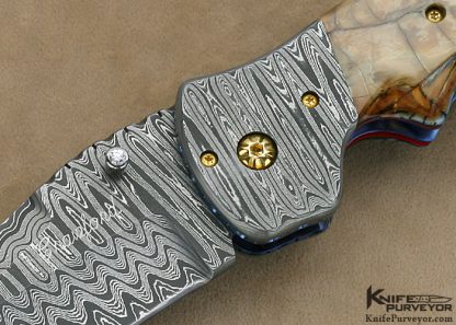 Pat Crawford Custom Knife Fully Dressed Stainless Steel Damascus  "Kasper" Linerlock - Image 2