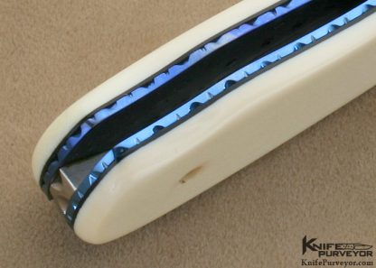 Pat Crawford Custom Knives Devin Thomas "Spirograph" Damascus & Pre-ban Elephant Ivory Linerlock - Image 7