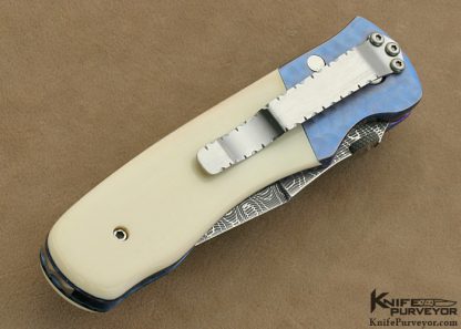 Pat Crawford Custom Knives Devin Thomas "Spirograph" Damascus & Pre-ban Elephant Ivory Linerlock - Image 3