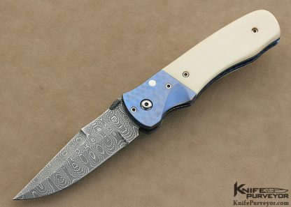Pat Crawford Custom Knives Devin Thomas "Spirograph" Damascus & Pre-ban Elephant Ivory Linerlock