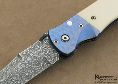 Pat Crawford Custom Knives Devin Thomas "Spirograph" Damascus & Pre-ban Elephant Ivory Linerlock - Image 2